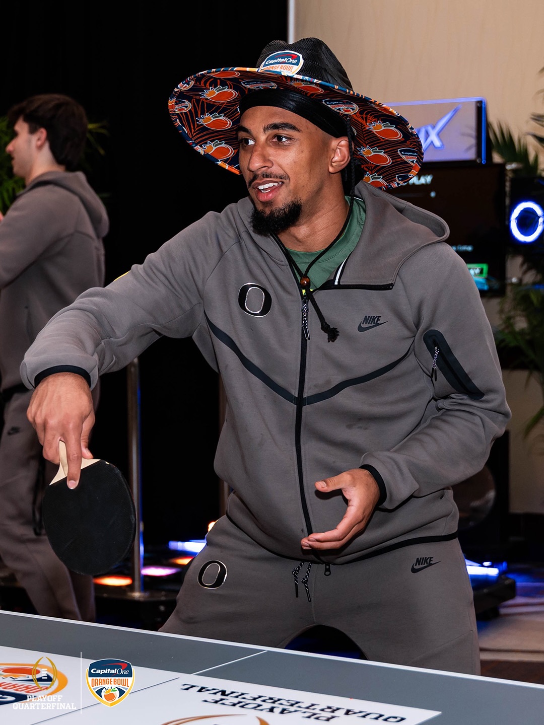 One-of-a-kind tropical straw hats designed as arrival gifts for the 2026 Capital One Orange Bowl